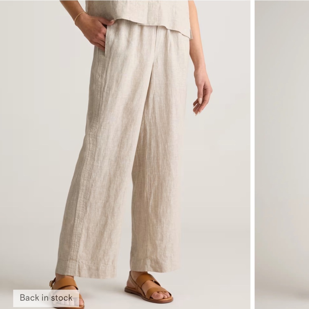 Quince Cream Wide Leg LINEN Pants fox XL flax